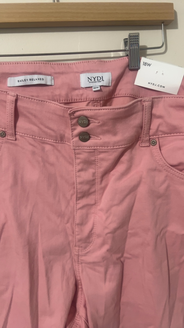 NYDJ Women's Pink Bailey Relaxed Fit Jeans 18W Cool Embrace Denim